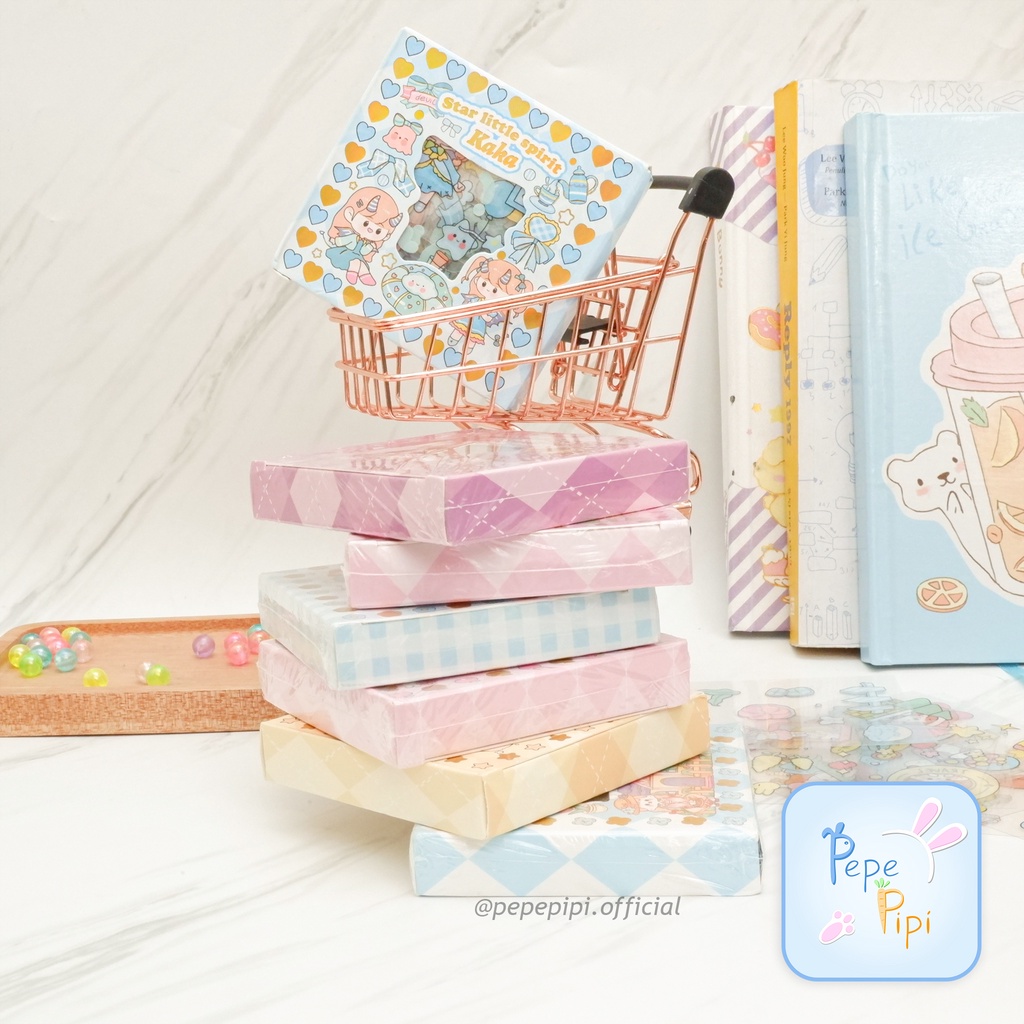 Sticker Senmu Princess Diary Box Kecil Isi 100 Paket Sticker mini lembar stiker jurnaling journal set buku alat tulis sekolah pastel lucu box