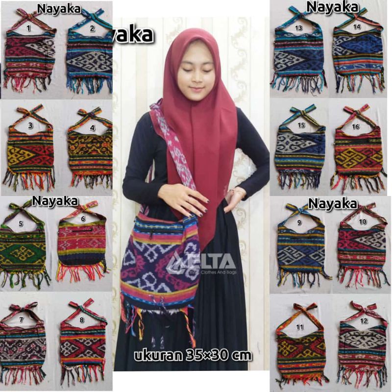 Tas Etnik Traveller / Tas tenun Etnik Nusantara (Unisex) / Tas tenun Rumbai Dayak Papua Ntt / Tas Te