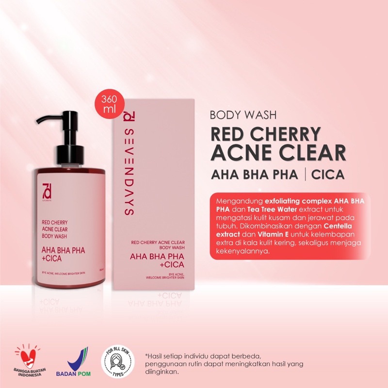 [BODY WASH | 360ML | BPOM] SEVEN DAYS 24K GOLD BLACK OPIUM | English Pear &amp; Freesia Brightening | Red Cherry Acne Clear BODY_Cerianti