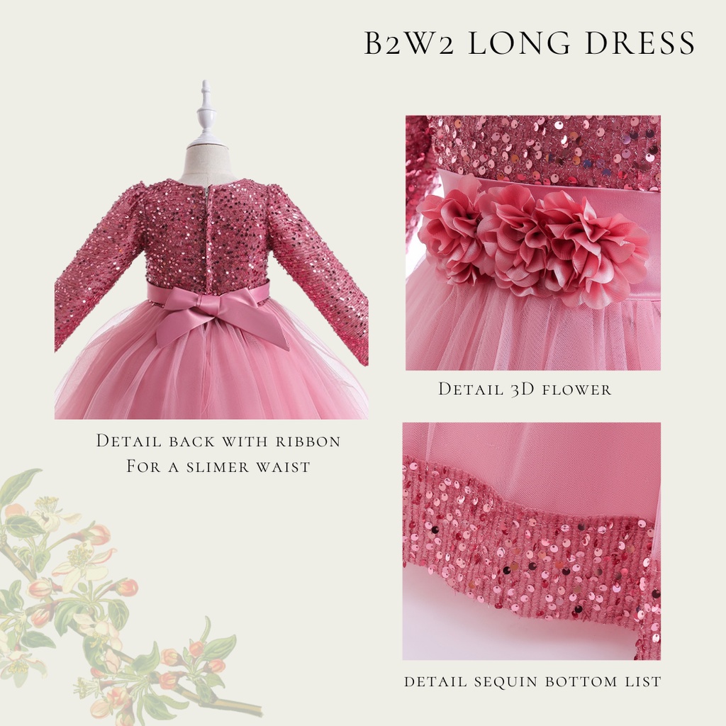 [Brandedbaby] 6T-15T LONG DRESS PESTA ANAK PEREMPUAN SEQUIN TUTU / DRESS PESTA ANAK PEREMPUAN LENGAN PANJANG IMPORT / GAMIS LEBARAN ANAK PEREMPUAN IMPORT BLINK2