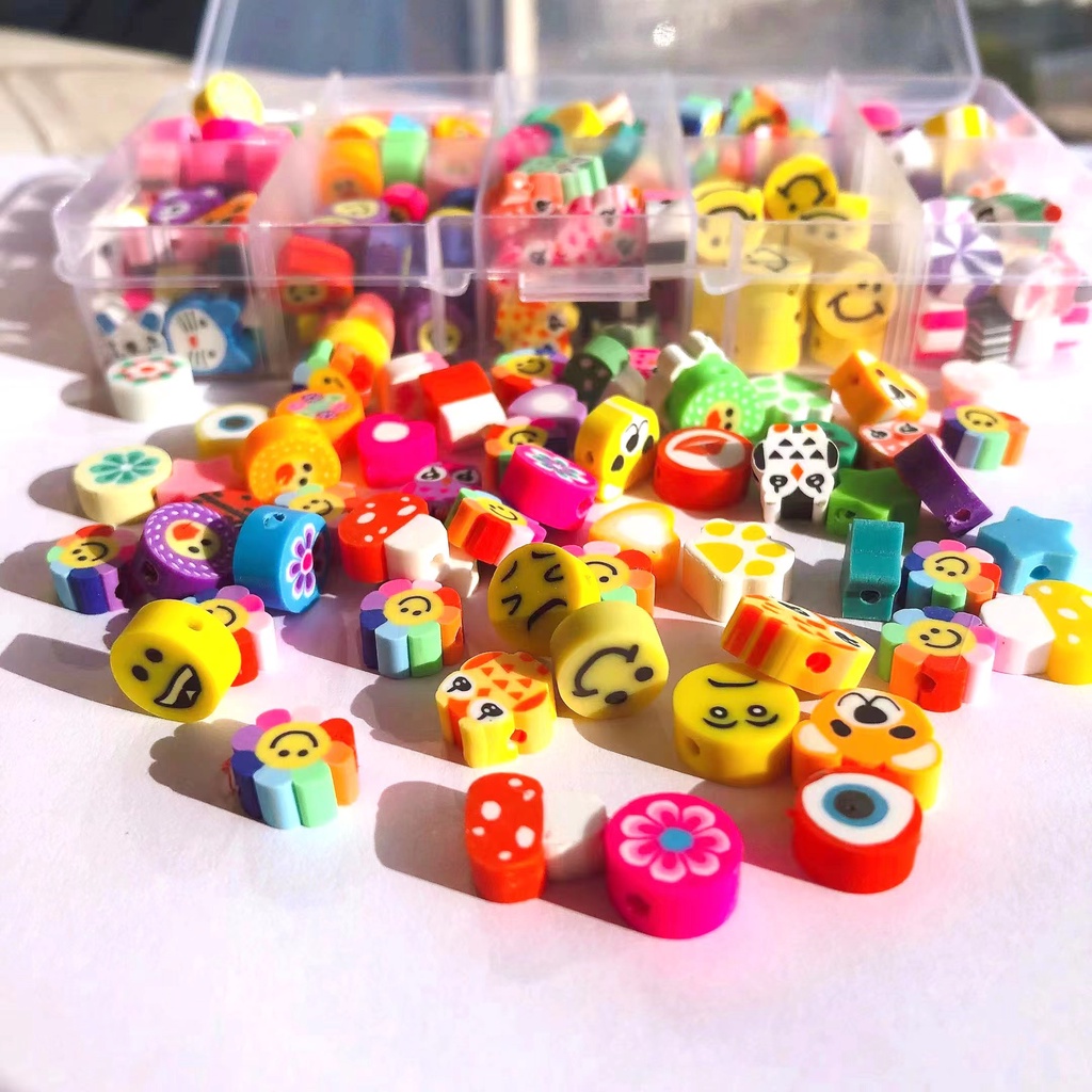 10jenis Campuran Polymer Clay Jewelry Making Kit, Paking Tanah Liat Lembut, Anak-Anak Manik-Manik Gadis Gelang Kalung DIY Set