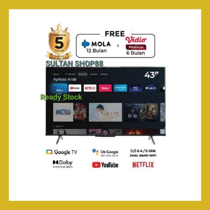 POLYTRON LED TV PLD43UG5959 43 INCH GOOGLE TV UHD 4K
