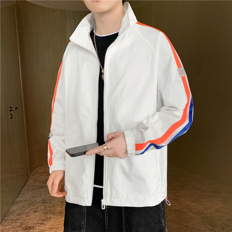 Jaket Pria Waterproof Anti Angin Jaket Pria Casual Retro Sprots Bisbol Fashion Jacket J7608