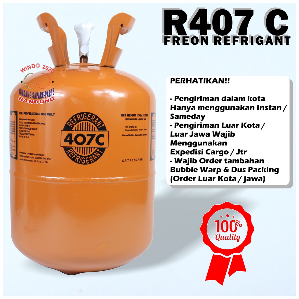 REFRIGANT  R407 C TABUNG DAN ISI 11.3 KG | PREON ORIGINAL SEGEL | FREON AC R 407 C