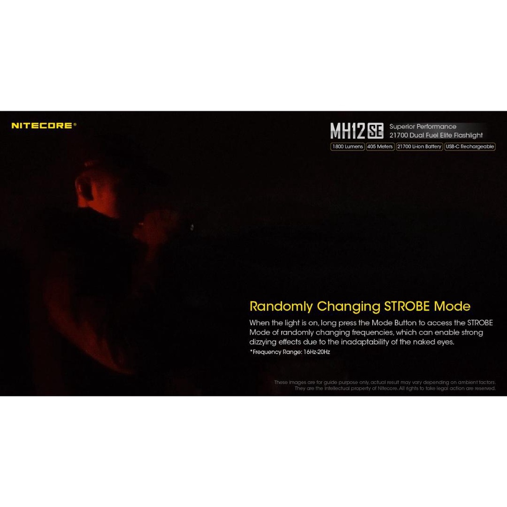 NITECORE Senter LED Compact Flashlight USB Rechargeable IP68 1800lm - MH12SE - Black