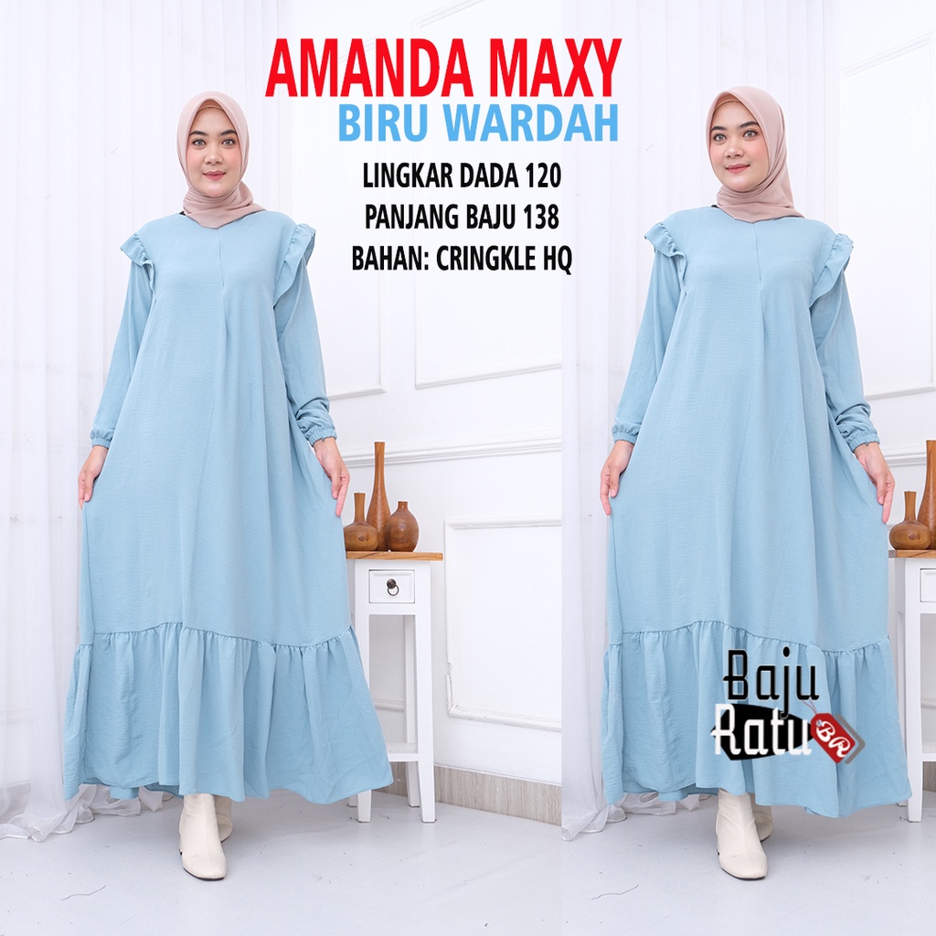 AMANDA MAXY DRESS JUMBO GAMIS CRINKLE KEKINIAN AESTHETIC TERBARU GBM