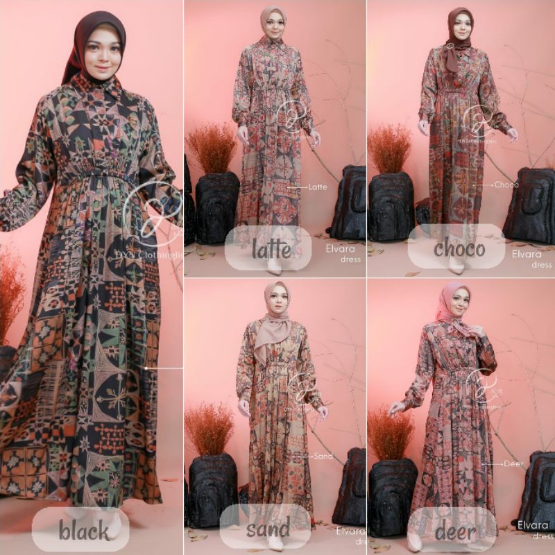 DYN Elvara Dress Lebaran Gamis Kondangan Premium Silk Kekinian