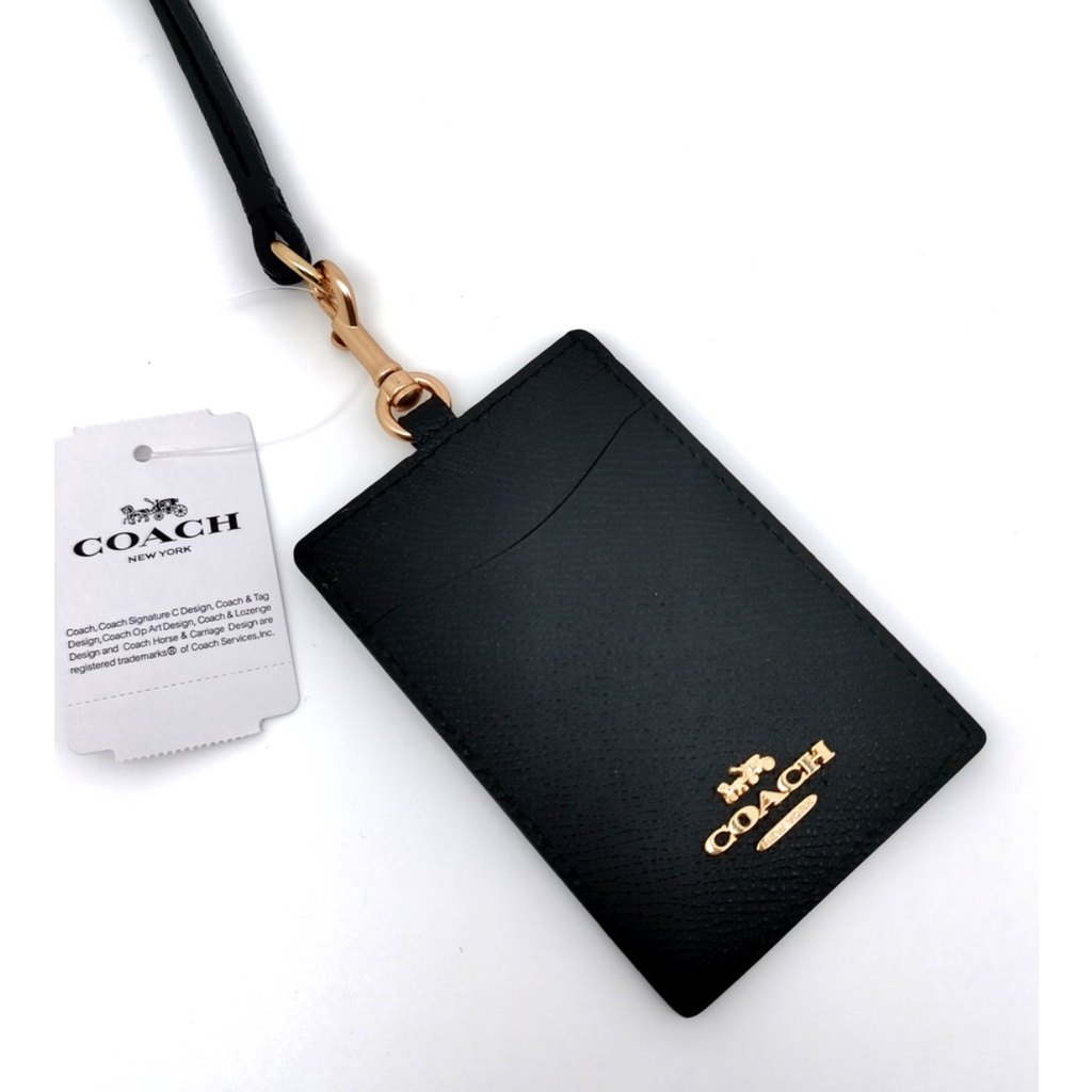 （grab）6 colour Logo logam lima warna 32475 73602 65573 coach card holder lanyard name card (dust bag + paper bag + carton + envelope + black card)