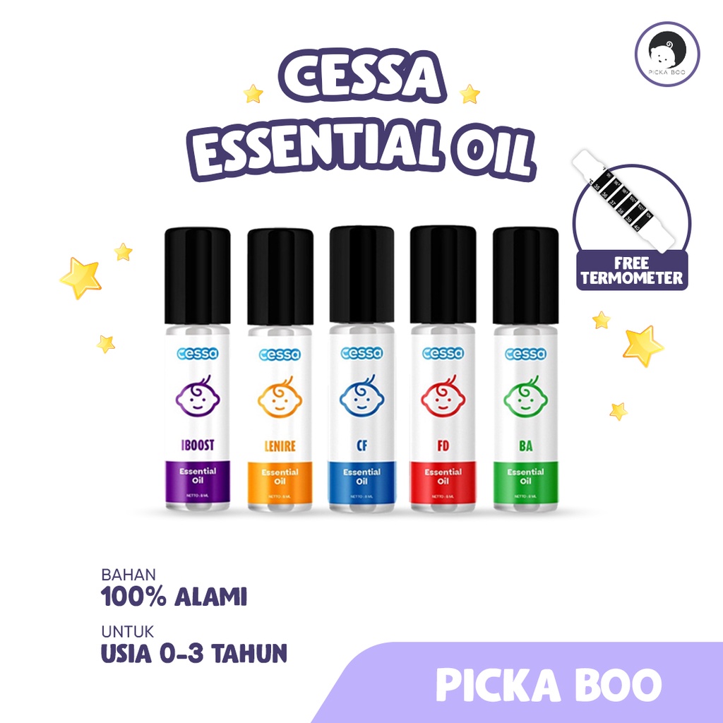 PICKA BOO CESSA Baby Natural Essential Oil 8ml / Cessa Cough N Flu / Batuk Pilek / Fever Drop / Lenire / Bugs Away / Immune Booster