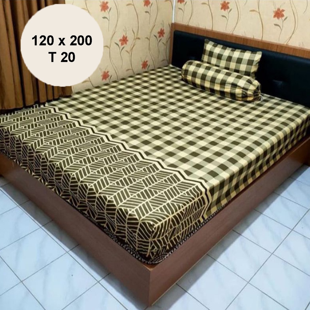 ✅COD Paket Sprei Seprei 120x200 Kotak Aesthetic Dan 2 Sarung Bantal Guling Katun Premium Dekorasi Kamar Perlengkapan Rumah