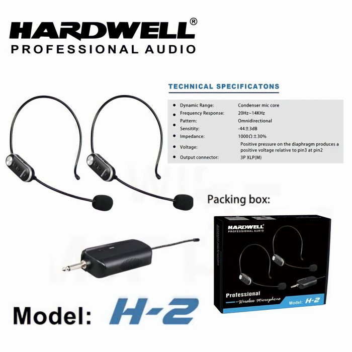 mic bando headset wireles hardwell H-2 H2 mic wireless kualitas tebaik