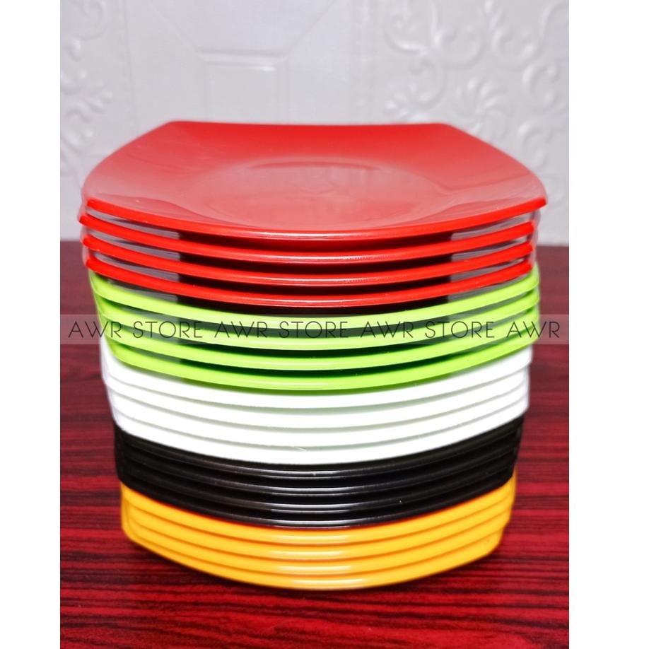 STOK TERBATAS PROMO 1 LUSIN PIRING KOTAK DATAR SEMI MELAMIN 15CM