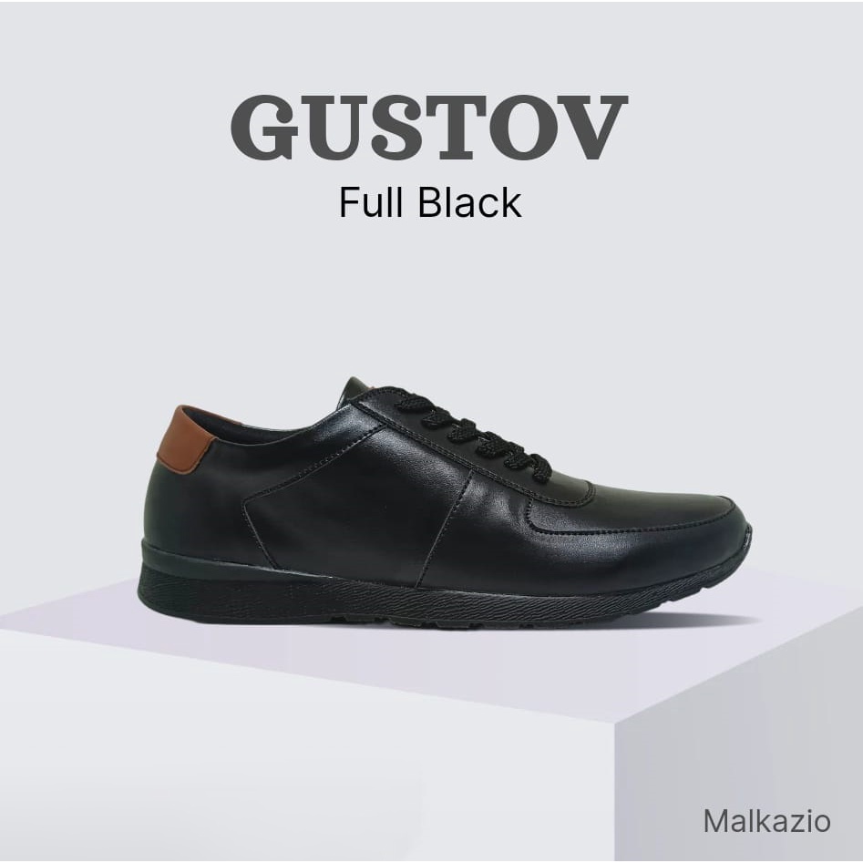 GUSTOV FULL BLACK | Sepatu Pria Ukuran Besar Gede Jumbo 39-44 Sneakers Casual Cowo Big Size Skate