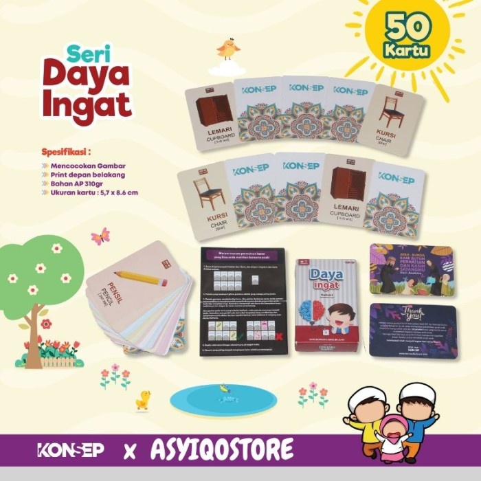 mainan anak  Flash Card Mainan Edukasi Anak 1-7 Tahun - Kartu Flashcard By Konsep - Daya Ingat(W3D1)