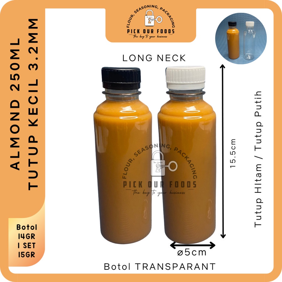 Botol Almond 250 ml / Botol Plastik PET 250ml / Botol Minuman Plastik / Botol Kekinian