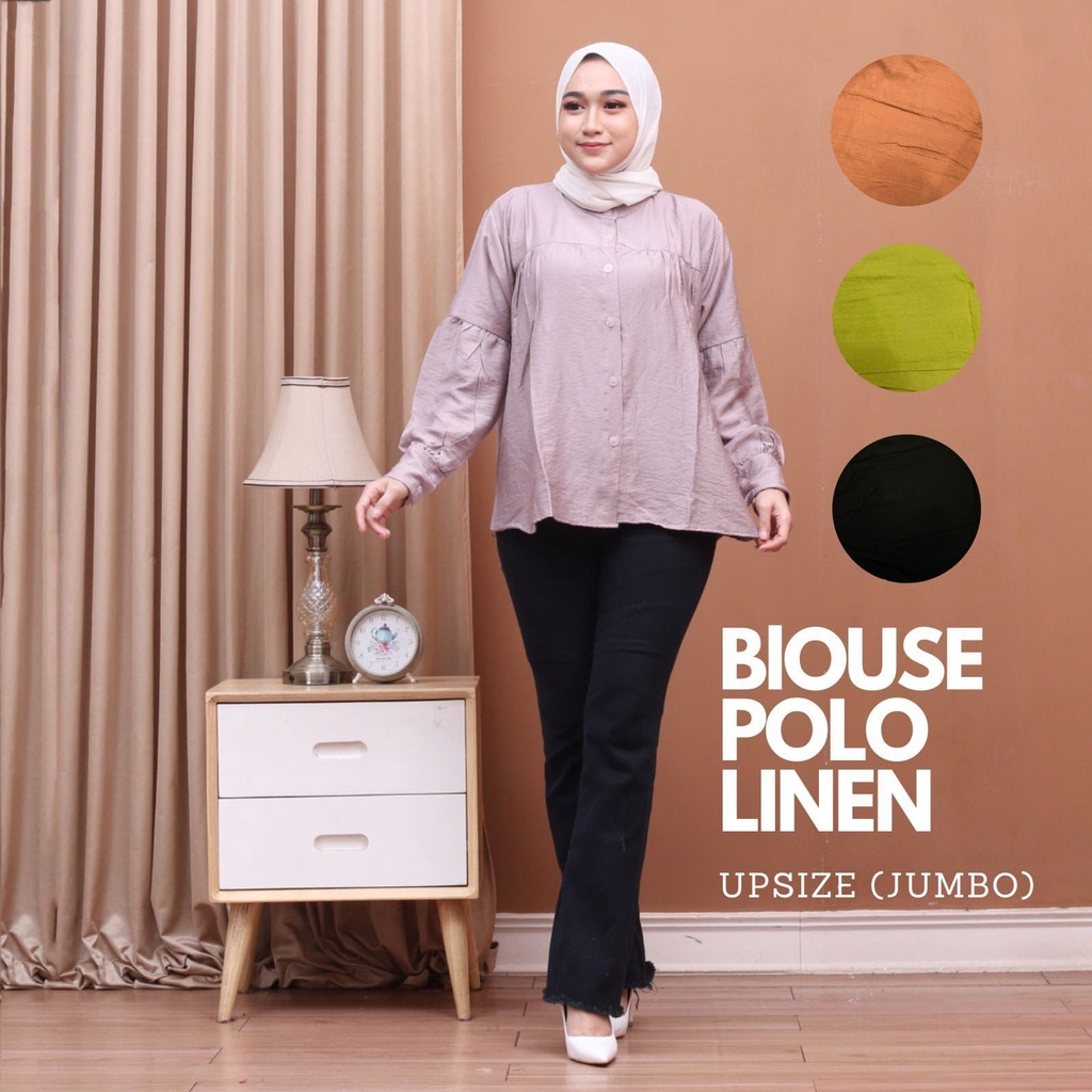 ATASAN WANITA OVERSIZE KEKINIAN // BLOUSE WANITA BAHAN POLOLINEN JUMBO