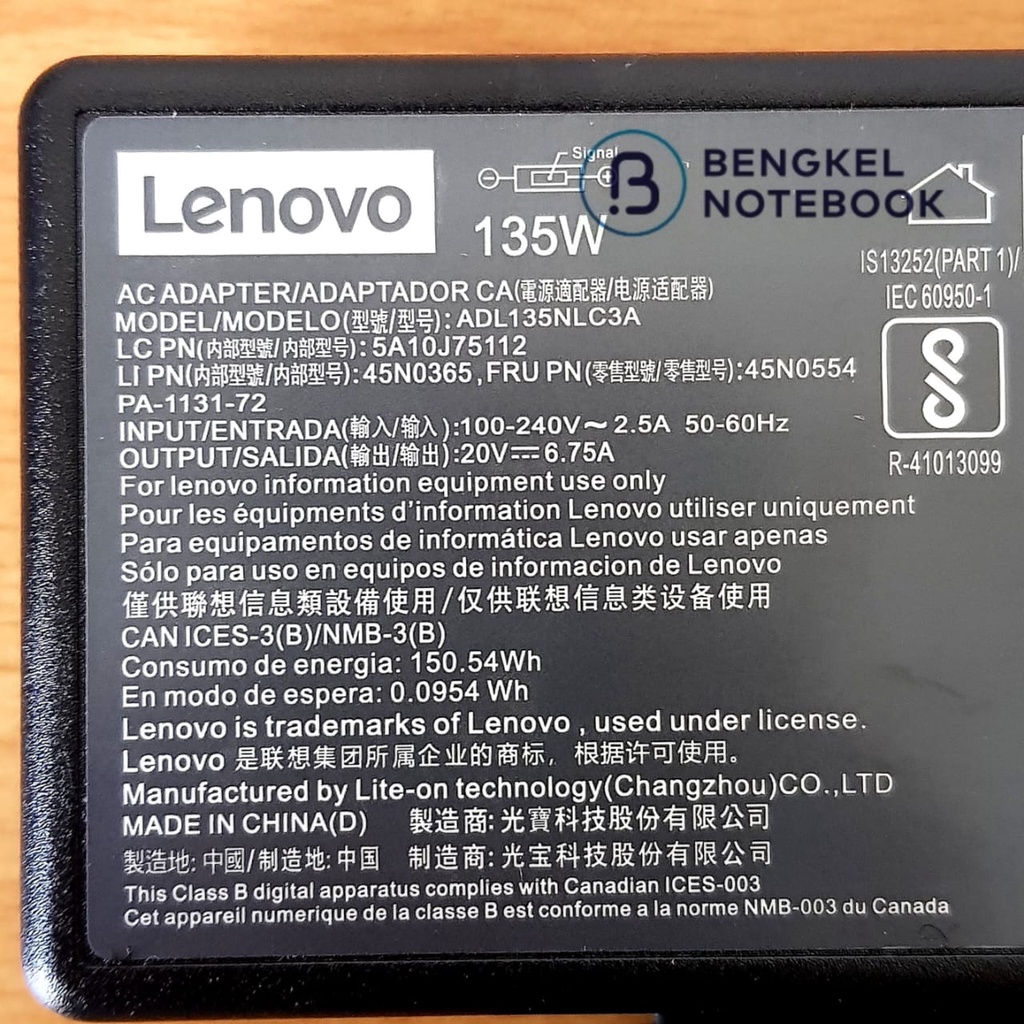 Adaptor Lenovo 20v 6.75A USB 135W Original Kabel Panjang Grade A