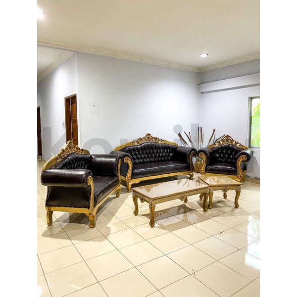 Sofa Kursi Tamu Kayu Ukir Egyptian Jumbo 221 + 2 Meja