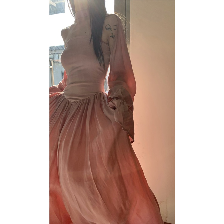 Red kumikumi pink lengan panjang pendek rajutan selendang wanita musim gugur pinggang slim tube top setelan rok