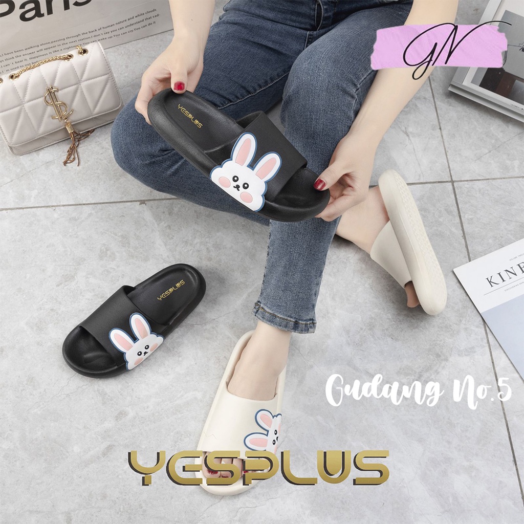 GN-2218-3 Sandal Slop Jelly Wanita Motif Rabbit Korean Style Import Yesplus PCU