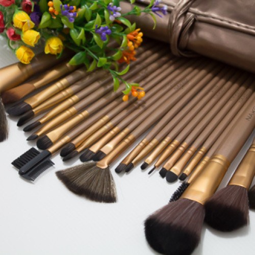 [GOLD]ISI 24 PCS Kuas Make Up Cosmetic Brush with Pouch Professional Brushe