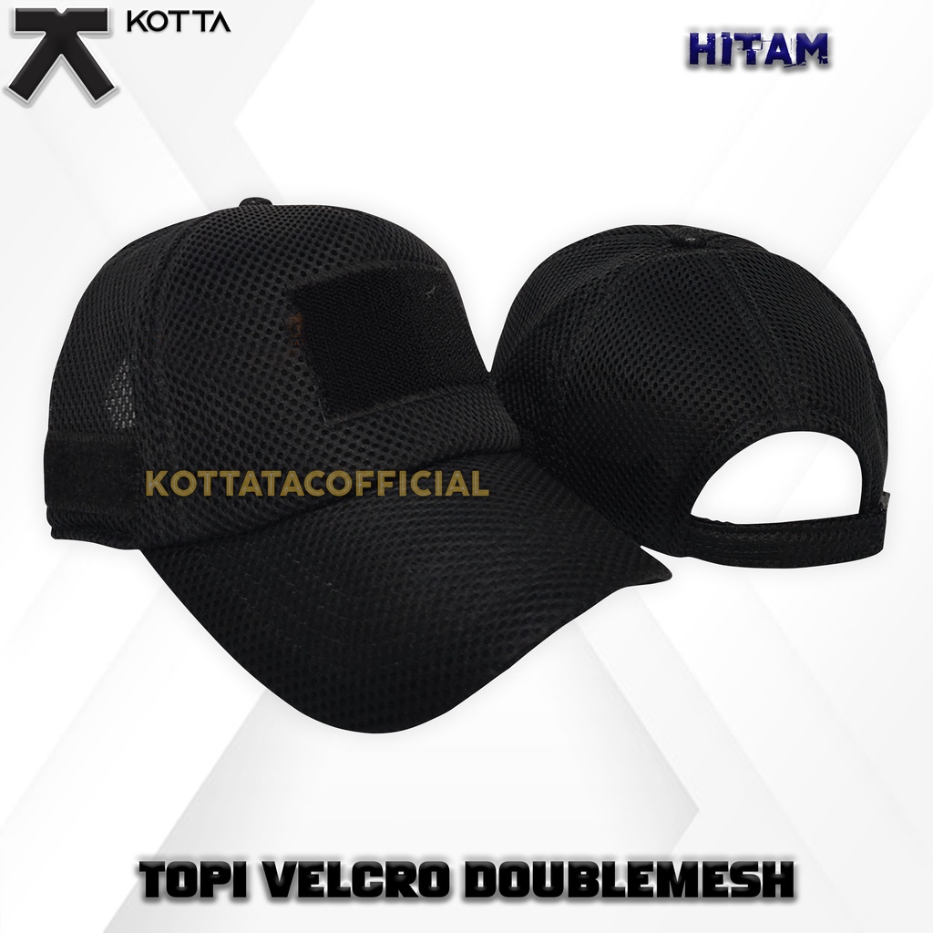 TOPI VELCRO HITAM TNI POLRI TACTICAL TOPI JARING HITAM ARMY TOPI JARING HIJAU TOPI JARING KREM  TOPI OUTDDOR - TOPI VELCRO