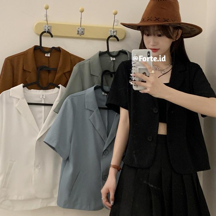 Sale Terbatas Blazer Korea Crop Jaket Wanita Terbaru Blezer Hitam Outer Import