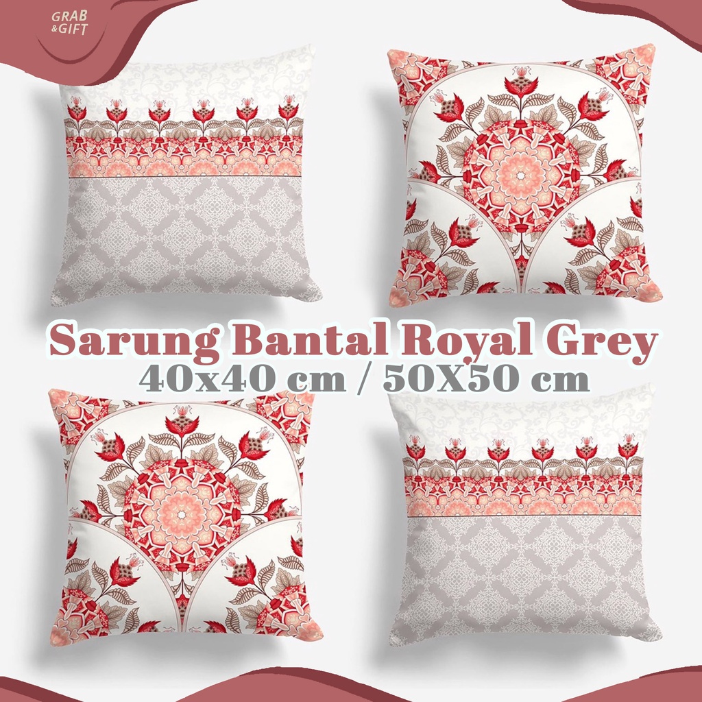 SARUNG Bantal Sofa 40x40 cm 50x50 cm Print Classic Coral Grey Pink Grabandgift