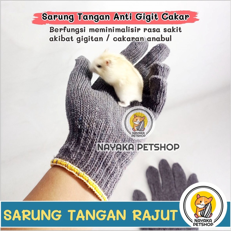 Sarung Tangan Rajut Hewan Anti Gigit Cakar Hamster Sugar Glider Kucing Musang