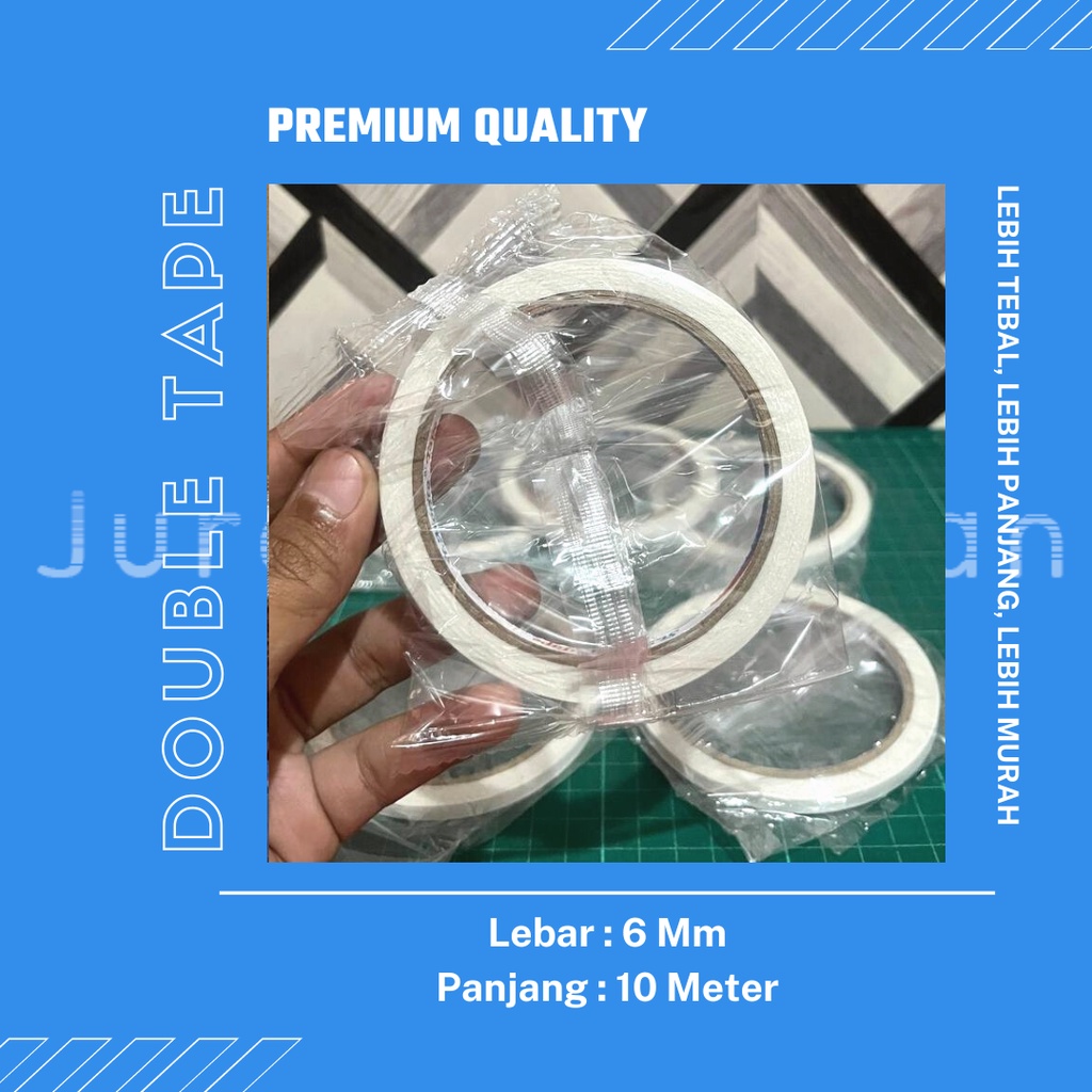 Double tape 6 MmX 10 Meter Double Tip kecil Premium