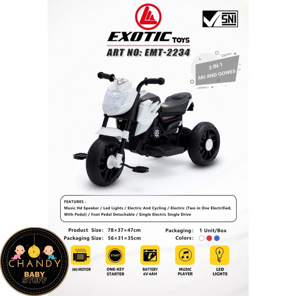 SEPEDA ANAK EXOTIC EMT 2234 ( 2IN1 ) BISA PAKAI AKI DAN GOWES