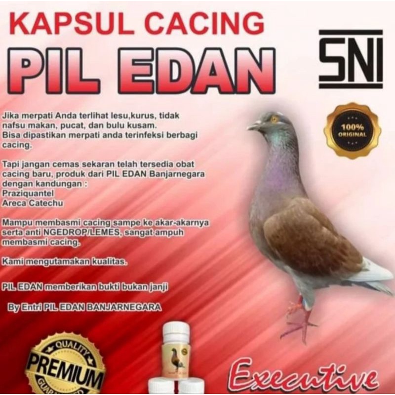 OBAT CACING EDAN CAPSUL TANPA LEMES PIL EDAN BURUNG MERPATI KICAU DARA