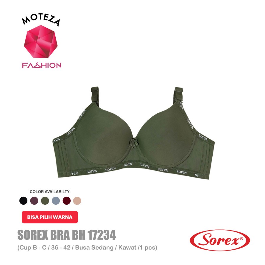 Sorex Bra Wanita BH 17234 Busa Tipis Cup B - C / Kawat Kait 3 - Super Soft Uk 36-42