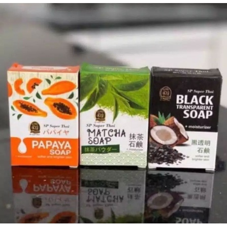 ^ KYRA ^ SP Super Thai Sabun Mandi Batang Papaya Matcha Black Soap Thailand
