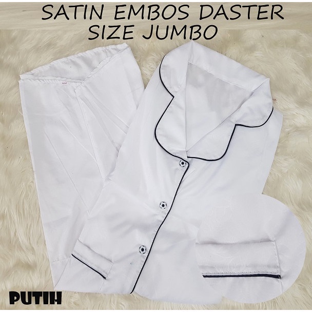 daster panjang DST SATIN EMBOS DASTER JUMBO BAJU TIDUR WANITA DEWASA LENGAN PENDEK Putih W8T7 origin