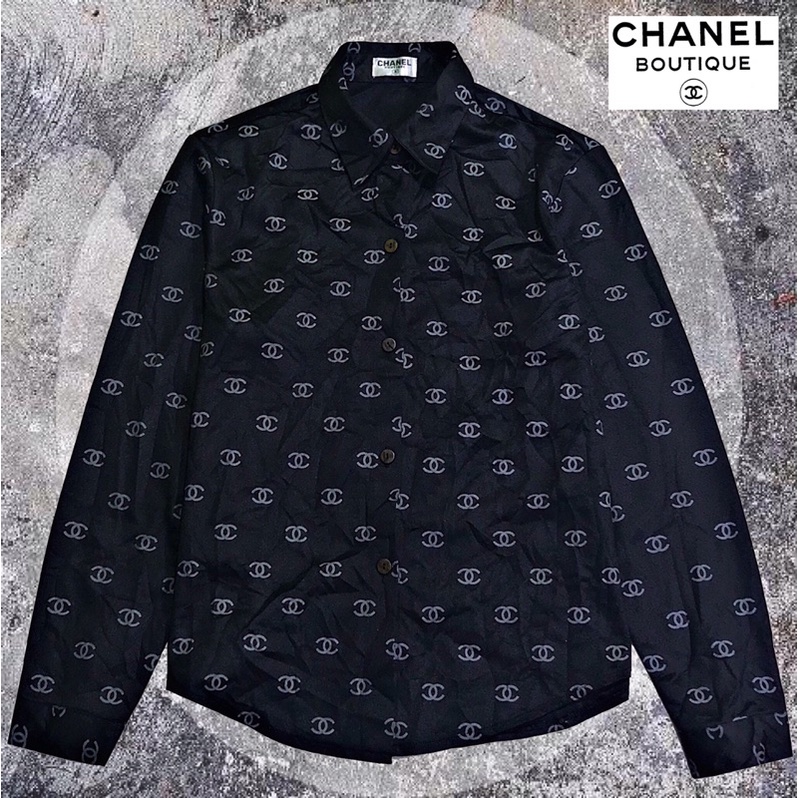 Vintage Chanel Boutique Women Monogram Cc Logo Long Sleeve Shirt