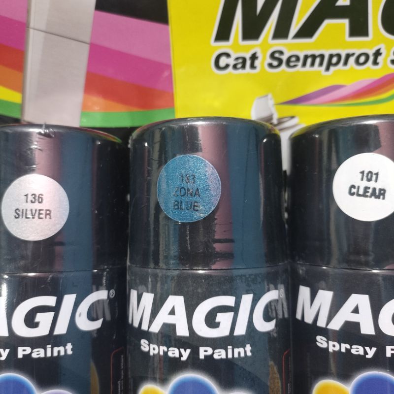 Pilok Pilox Cat Semprot Magic Paket Lengkap 3 Kaleng 300cc Paketan Biru Metalic Metalik Zona Blue 183 Silver 136 Clear Pernis Glossy Mengkilap 101 Spray Paint