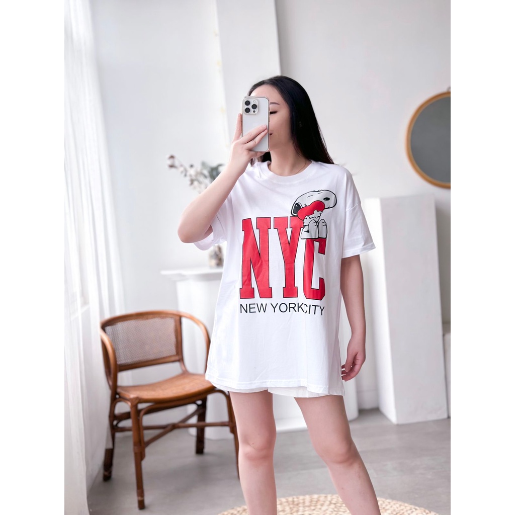 INFINITEE Kaos Oversized Ukuran Jumbo Wanita Lengan Pendek Bahan Katun 120