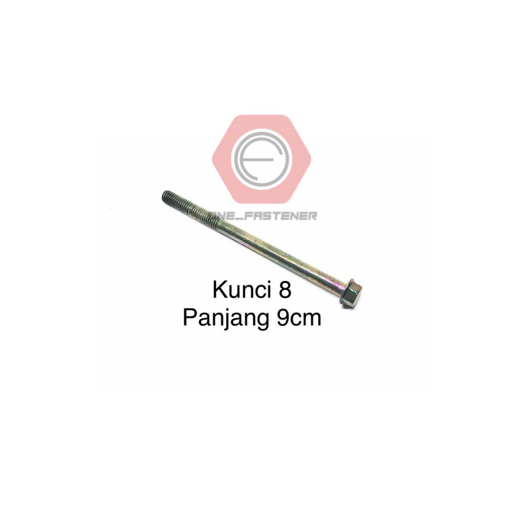 Baut Flange Bolt M6x90 Hijau Kunci 8 blok mesin cvt 6mm 9cm ulir 10