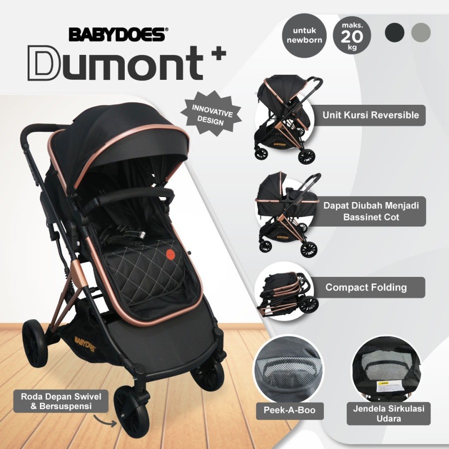 Stroller Kereta Dorong Bayi BabyDoes CH 4143 Dumont+ Reversible Seat