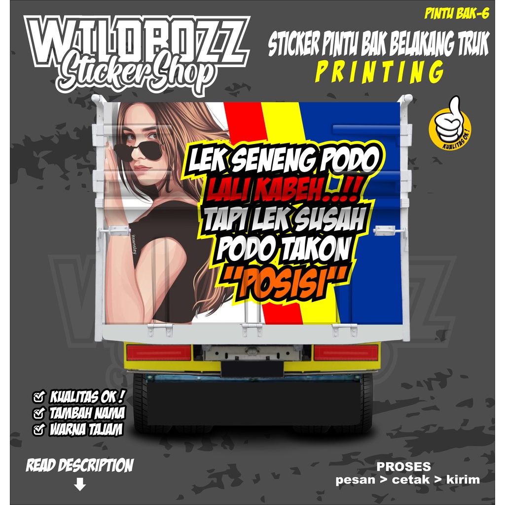 decal pintu belakang bak truk printing keren (pintu bak-6) -wildbozz sticker-