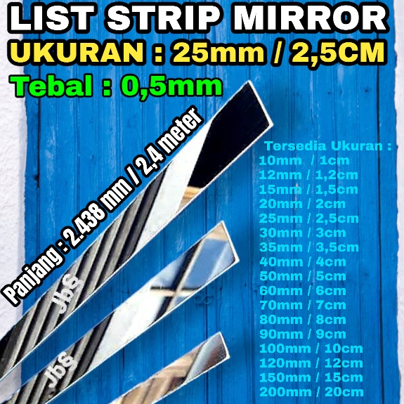 LIST PLAT STRIP MIRROR 25×2.438MM(243,8CM)×T.0,5MM STAINLESS 201