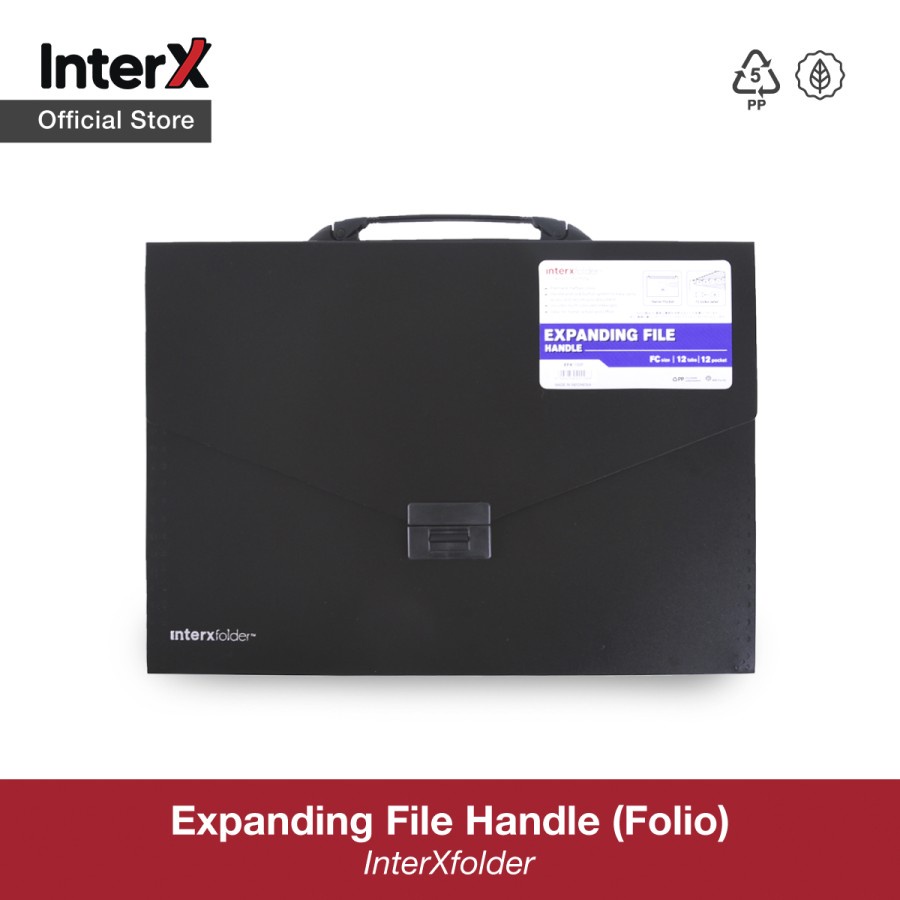 INTERX EXPANDING FILE WITH HANDLE FOLIO TAS DOKUMEN MAP SEKAT PLASTIK