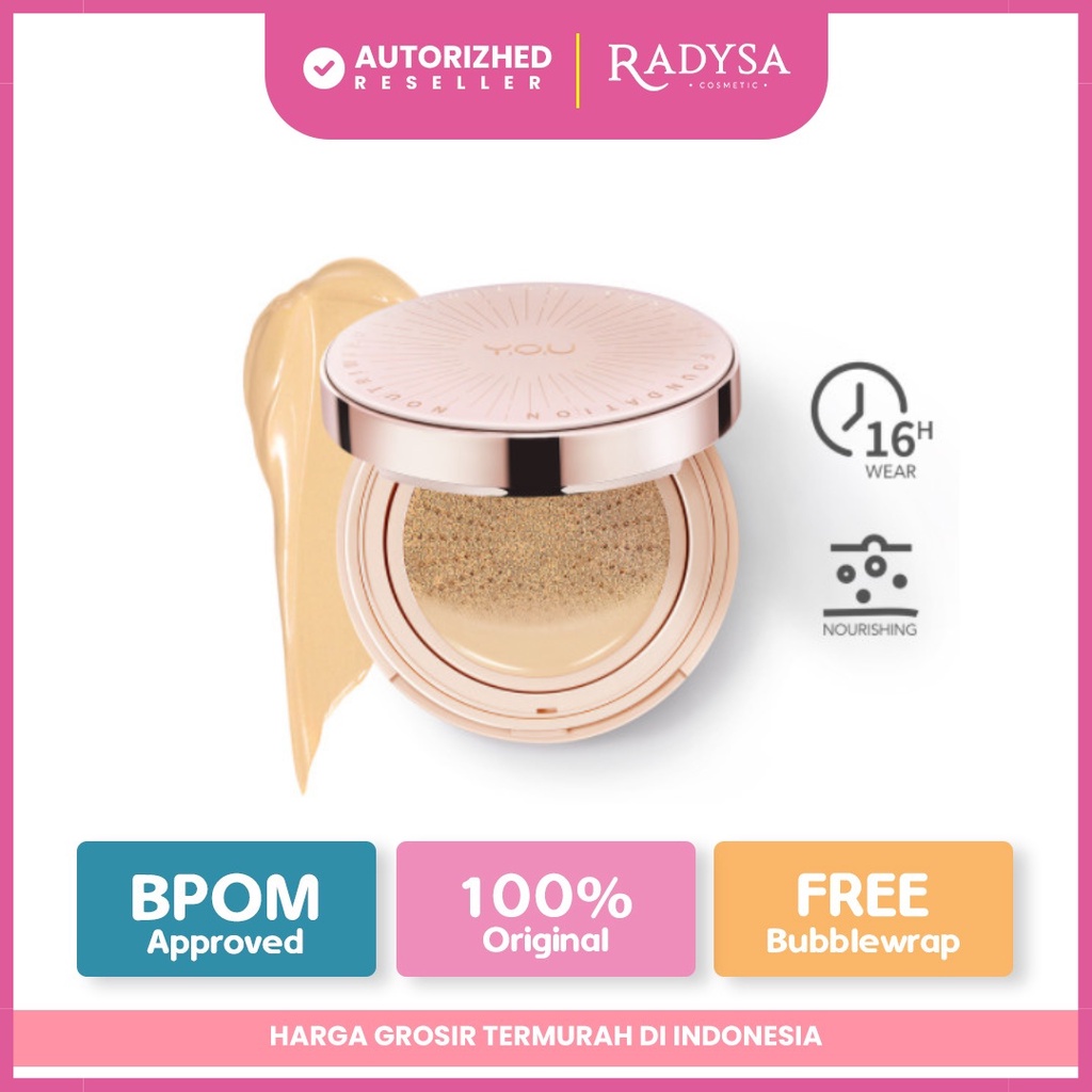 RADYSA - YOU Noutriwear+ Flawless Cushion Foundation | Nourishing | Poreless Full Coverage | SPF 40 &amp; PA+++ | Tahan Lama 16 Jam |