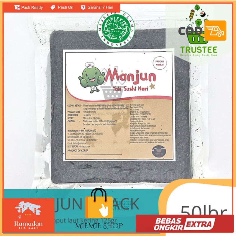 

Manjun Yaki Sushi Nori / Sushi Seaweed / Rumput Laut Nori 50 lbr