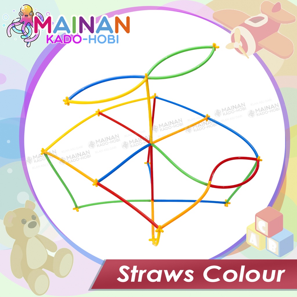 MAINAN VIRAL EDUKASI IMAJINASI ANAK DIY MAGIC STRAW 3D PUZZLE SEDOTAN WARNA
