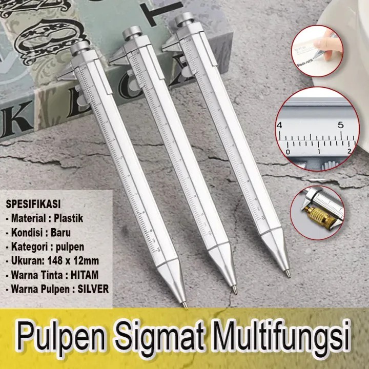 Pulpen Sigmat / Pena Bolpoin Multifungsi Jangka Sorong Ruler Penggaris - Pen Ukur Sigmat Multifungsi