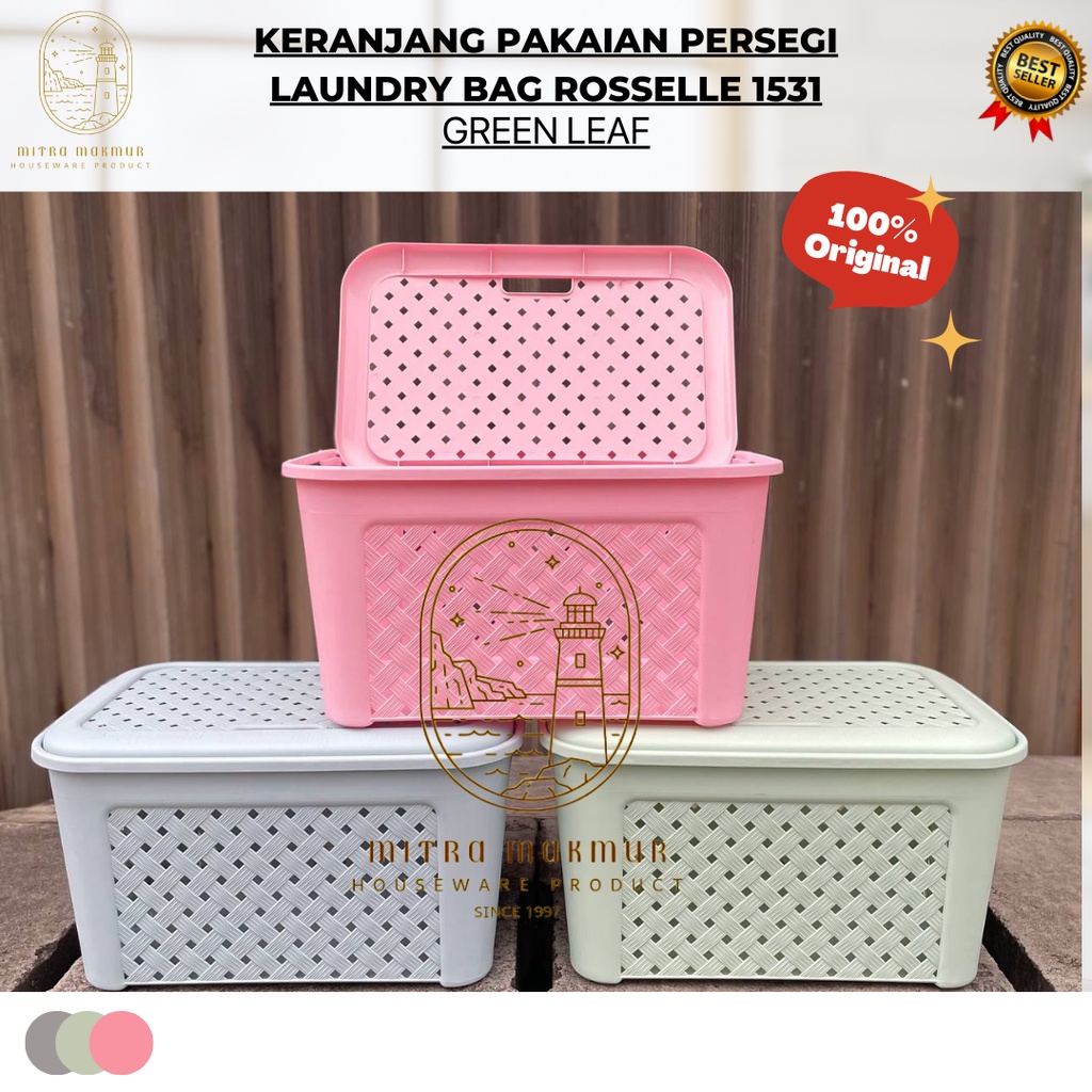 GREEN LEAF - ROSELLE 1531 / KERANJANG PAKAIAN KOTOR / LAUNDRY BASKET PERSEGI PANJANG