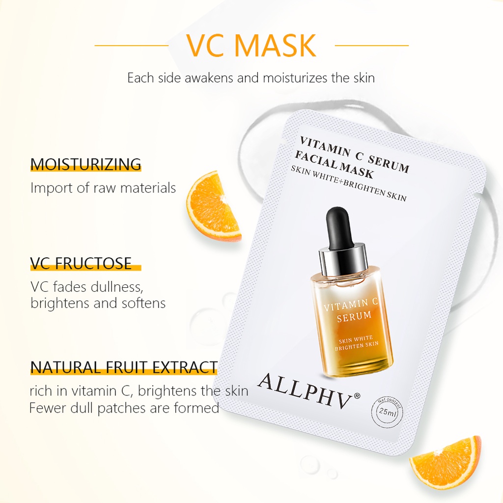 ALLPHV 5pcs Set Sheet Mask 24k Gold/Asam Hyaluronic/Masker Pori/VC Anti-dark circles Moisturizing and Hydrating