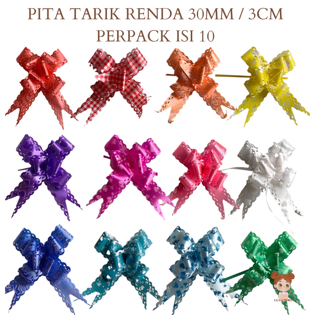 

pita tarik renda 30mm / 3cm serut [perpack isi 10] serut